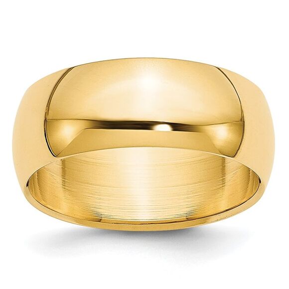 14k Yellow Gold 7mm Lightweight Half Round Wedding Band Size 12